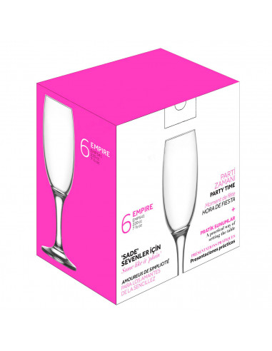 Tradineur - Set de 6 copas de cava de cristal, modelo empire, champán, cócteles, resistentes, aptas para lavavajillas, celebraci