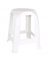 Tradineur - Taburete de plástico blanco con reposapiés, asiento de 26 x 26 cm, banqueta multiusos, cocina, salón, baño, hogar, 4