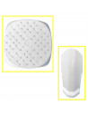 Tradineur - Taburete de plástico blanco con reposapiés, asiento de 26 x 26 cm, banqueta multiusos, cocina, salón, baño, hogar, 4