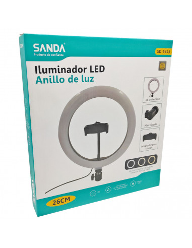 Anillo, aro de luz LED, iluminación fotográfica con soporte para móvil, videoconferencia, selfie, Tik Tok, maquillaje, Youtube L