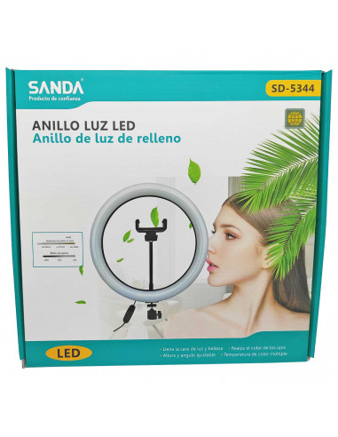 Anillo de luz de relleno LED, aro iluminación fotográfica con soporte para móvil, videoconferencia, selfie, Tik Tok, maquillaje,