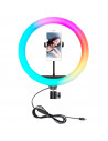 Anillo de luz multicolor LED, aro iluminación fotográfica con soporte para móvil, videoconferencia, selfie, Tik Tok, maquillaje,