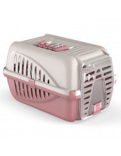 Tradineur - Transportín para mascotas portátil y transpirable, porta perros y gatos de plástico desmontable con asa, viajes (30