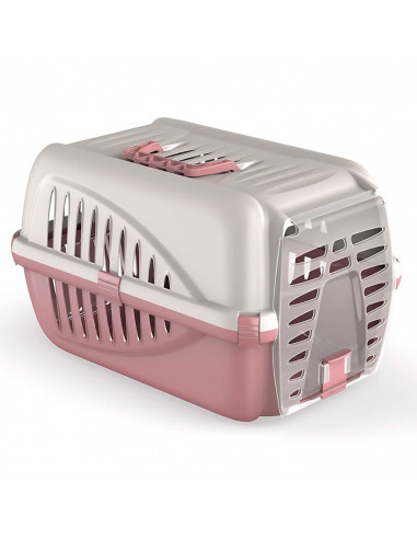 Tradineur - Transportín para mascotas portátil y transpirable, porta perros y gatos de plástico desmontable con asa, viajes (30