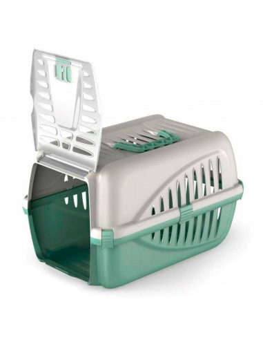 Tradineur - Transportín para mascotas portátil y transpirable, porta perros y gatos de plástico desmontable con asa, viajes (30
