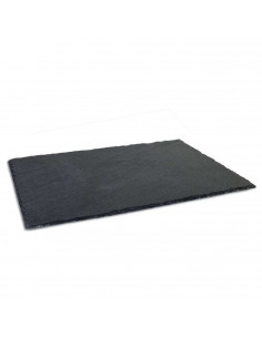 Tradineur - Plato de Pizarra Rectangular, Bandeja para hosteleria, servicio y degustación, Canto rústico, Tabla de Piedra Natura