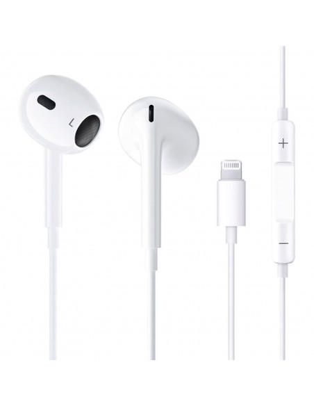 Auriculares hifi estéreo con micrófono y cable de 1,2 m, cascos con conector lightning, teclas de control de volumen, escuchar m