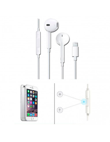 Auriculares hifi estéreo con micrófono y cable de 1,2 m, cascos con conector lightning, teclas de control de volumen, escuchar m