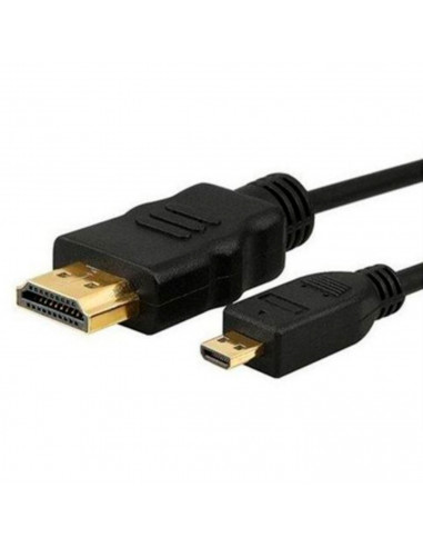Cable micro HDMI a HDMI, alta velocidad y calidad de imagen para conectar tablets o cámaras a televisiones, proyectores (Negro,