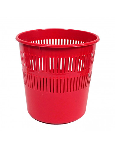 Tradineur - Papelera de plástico con rejilla 28 x 27 cm, cubo de basura multiuso para oficina, hogar (Color surtido)