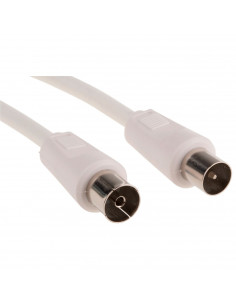 Cable de antena de TV coaxial rg6, macho/hembra, toma de antena, satélite, televisores (Blanco, 1,5 m)