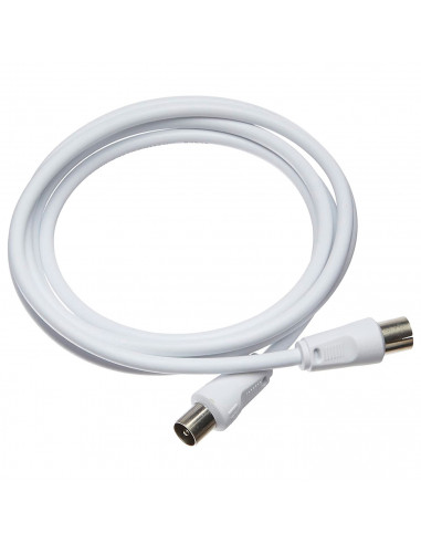 Cable de antena de TV coaxial rg6, macho/hembra, toma de antena, satélite, televisores (Blanco, 1,5 m)