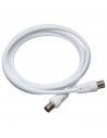 Cable de antena de TV coaxial rg6, macho/hembra, toma de antena, satélite, televisores (Blanco, 1,5 m)