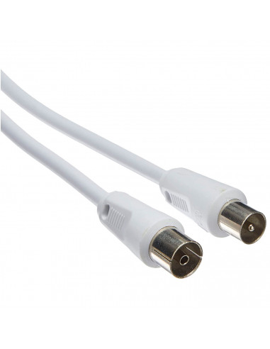 Cable de antena de TV coaxial rg6, macho/hembra, toma de antena, satélite, televisores (Blanco, 1,5 m)
