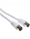 Cable de antena de TV coaxial rg6, macho/hembra, toma de antena, satélite, televisores (Blanco, 1,5 m)