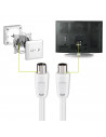 Cable de antena de TV coaxial rg6, macho/hembra, toma de antena, satélite, televisores (Blanco, 1,5 m)