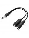 Cable corto de audio, mini jack macho de 3,5 mm a doble mini jack hembra de 3,5 mm, reproductores de música, altavoces (Negro, 1