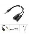 Cable corto de audio, mini jack macho de 3,5 mm a doble mini jack hembra de 3,5 mm, reproductores de música, altavoces (Negro, 1