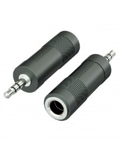 Pack de 2 adaptadores de audio, mini jack macho de 3,5 mm a jack hembra de 6,35 mm para guitarras, amplificadores, mesas de mezc