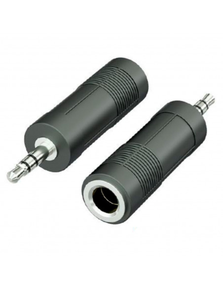 Pack de 2 adaptadores de audio, mini jack macho de 3,5 mm a jack hembra de 6,35 mm para guitarras, amplificadores, mesas de mezc