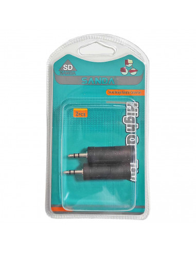 Pack de 2 adaptadores de audio, mini jack macho de 3,5 mm a jack hembra de 6,35 mm para guitarras, amplificadores, mesas de mezc