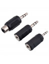 Pack de 3 adaptadores de audio, conexión jack macho a hembra de 3,5 mm y 2,5 mm, amplificadores, mesas de mezclas, home cinema,