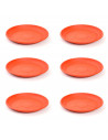 Pack de 6 platos de plástico marrón para macetas de 30-40 cm "Mediterránea". Bandejas, platillos redondos para tiestos de interi