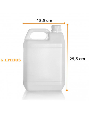 Garrafa de plástico translúcido apto para uso alimentario, bidón, tangue, jarra, ideal para almacenar y transportar agua, bebida