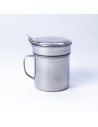 Tradineur - Grasera de metal para carne de 9,2 cm de diámetro y 10,7 cm de altura, con filtro, asa y tapa. Aceitera con colador