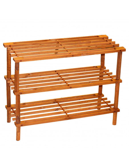 Acan Zapatero de madera 3 niveles. Estantería de madera 3 alturas multiusos, soporte para zapatos - 48 x 63 x 26 cm - Color Cere