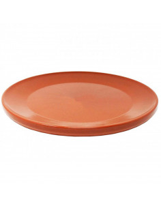 Plato llano de barro refractario de 32 cm de diámetro. Fuente, bandeja apta para cocinar y mantener el calor de las carnes (chur