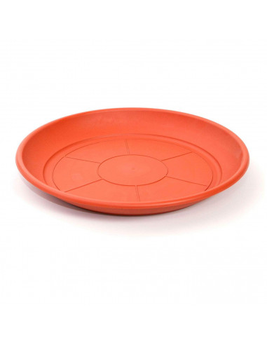 Pack de 6 platos de plástico para macetas de 20-25 cm "Mediterránea". Bandejas, platillos marrón redondos para tiestos de interi
