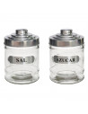 Set de salero y azucarero, tarros de cristal especiales para sal y azúcar, 700 ml, 14,5 x 9,5 cm, pack de 2 recipientes para alm