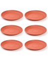 Pack de 6 platos de plástico de color marrón para macetas de 50/60 cm "mediterránea". Set de 6 bandejas redondas para tiestos vá
