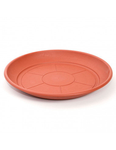 Pack de 6 platos de plástico de color marrón para macetas de 50/60 cm "mediterránea". Set de 6 bandejas redondas para tiestos vá