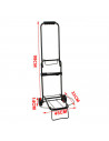 Carro portamaletas de acero plegable 98 x 45 x 31 cm, ruedas de 14 cm, carrito de mano para viajes con pulpo elástico, plataform
