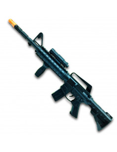 Tradineur - Metralleta, fusil de asalto de juguete con sonido por fricción 51 x 14 x 4,5 cm, complemento para disfraz de soldado