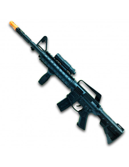 Tradineur - Metralleta, fusil de asalto de juguete con sonido por fricción 51 x 14 x 4,5 cm, complemento para disfraz de soldado