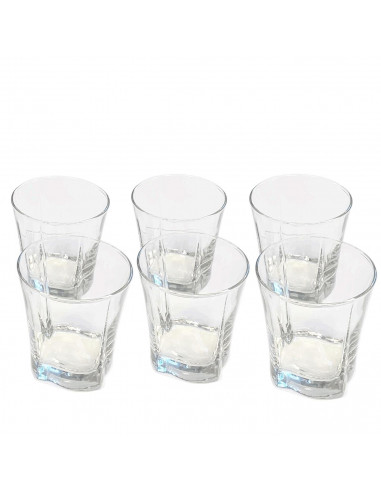 Tradineur - Pack de 6 vasos de 280 ml, modelo Truva, cristal translúcido, presentación única. Juego 6 vasos 9 cm aptos para lava