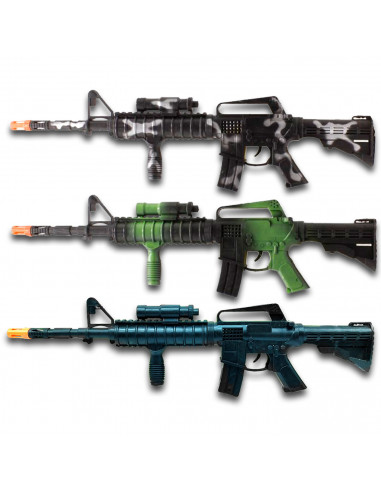 Tradineur - Metralleta, fusil de asalto de juguete con sonido por fricción 51 x 14 x 4,5 cm, complemento para disfraz de soldado