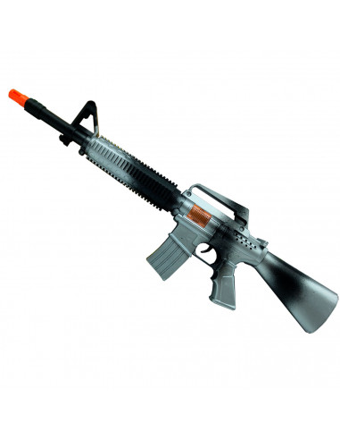 Tradineur - Metralleta, fusil de asalto de juguete con sonido por fricción 51 x 14 x 4,5 cm, complemento para disfraz de soldado