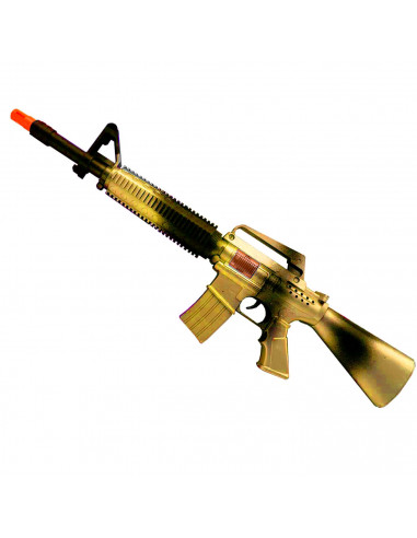 Tradineur - Metralleta, fusil de asalto de juguete con sonido por fricción 51 x 14 x 4,5 cm, complemento para disfraz de soldado