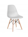 Silla con patas de madera y asiento de plástico blanco 81 x 45 x 46 cm, estilo nórdico, silla de interior, diseño escandinavo, i