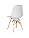Silla con patas de madera y asiento de plástico blanco 81 x 45 x 46 cm, estilo nórdico, silla de interior, diseño escandinavo, i