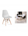 Silla con patas de madera y asiento de plástico blanco 81 x 45 x 46 cm, estilo nórdico, silla de interior, diseño escandinavo, i