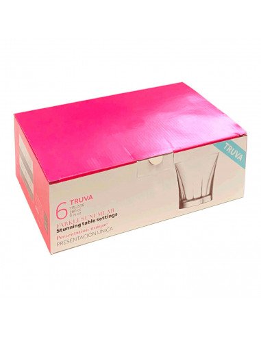Tradineur - Pack de 6 vasos de 280 ml, modelo Truva, cristal translúcido, presentación única. Juego 6 vasos 9 cm aptos para lava