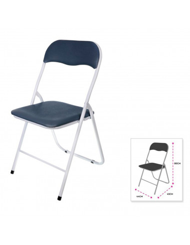 Silla plegable de metal, asiento y respaldo acolchado, gomas antideslizantes, reposapiés, jardín, camping (Gris y blanco, 80 x 4