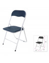 Silla plegable de metal, asiento y respaldo acolchado, gomas antideslizantes, reposapiés, jardín, camping (Gris y blanco, 80 x 4