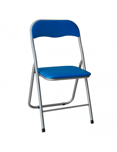 Silla plegable metal, asiento y respaldo acolchado, gomas antideslizantes, reposapiés, jardín, camping, hogar (Azul oscuro, 80 x