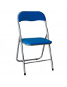Silla plegable metal, asiento y respaldo acolchado, gomas antideslizantes, reposapiés, jardín, camping, hogar (Azul oscuro, 80 x